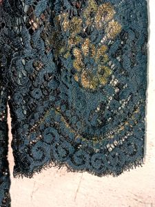 See-through Fashion Teal Lace Top Green 💚