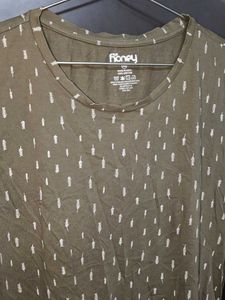 Olive Green Printed Tee