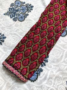 Libas Kurta Red Patterned Long Length