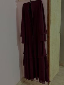 Dubai Burgundy Elegant Layered Abaya