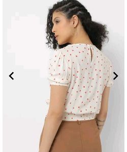 Heart Print Smocked Crop Top
