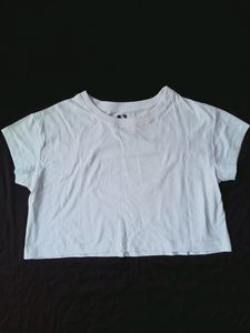 HERE & NOW White Oversized Crop T Shirt
