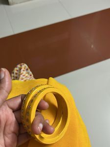 Yellow Bangles with Floral Detail