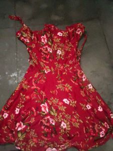 Red Floral Print Dress