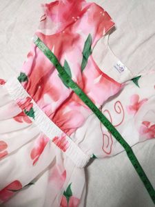 Beautiful White Frock With Flower Design