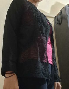 Black Shrug With Net Work