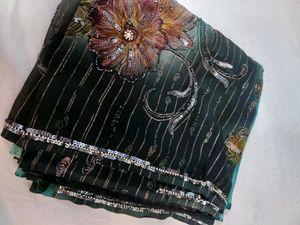 Black And Blue Saree