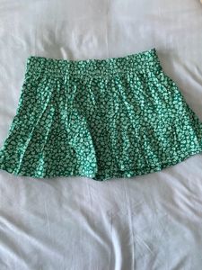 Green Floral Mini Skirt