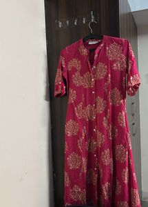 Utsa by Westside -Pink Floral Print Anarkali Kurti