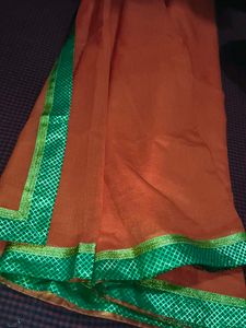 Orange & Green Saree