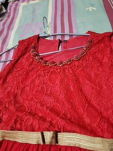 Red Colour Soft Net Gown