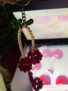 Cherry Beaded Keychain