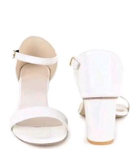White Block Heel Sandals