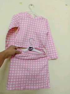 Taffykids Pink Gingham Skirt Set