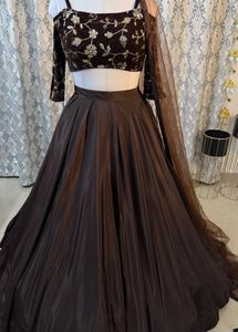 Brown Embroidered Lehenga Choli