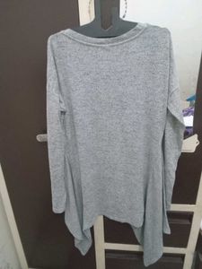 Gray Long Sleeve Top For Winter