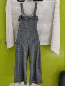 Plaid Jumpsuit with Ruffle Detail