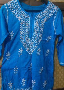 Blue Chikankari Kurti