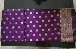 Purple Saree With Blouse Piece