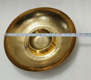 Snack And Dip Metal Server With Gold Finish