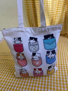Cute Cat Print Tote Bag Length 15/1/2 Breadth 13