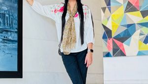 Floral Embroidered Peplum Top