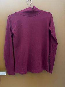 Maroon Turtle Neck Full Sleeve Top