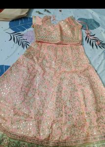 Peach Embellished Lehenga Set