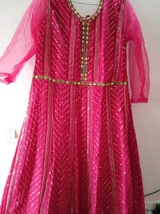 Red Chikankari Wedding Gown