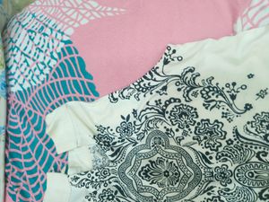 White Streachable Printed Top
