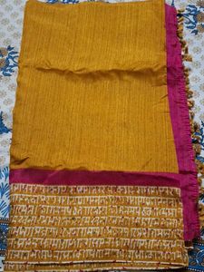 Elegant Mustard tosor silk saree with blouse