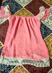 Pink Lace Trim Top