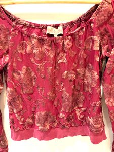 Floral Velvet Bardot  Top