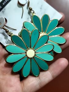 Green Floral Earrings