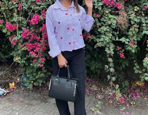 Striped Heart Button-Up Shirt