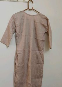 Beige Striped Kurta