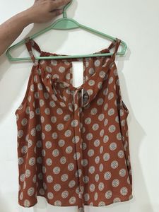 Brown Floral Tie-Neck Tank Top