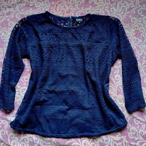 Elegant Navy Lace Top