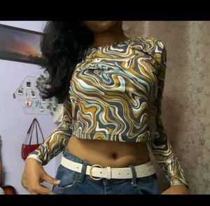 Long Sleeves Multicolour Y2k Top