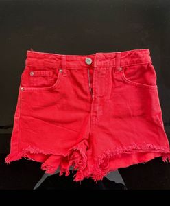 Red Denim Shorts