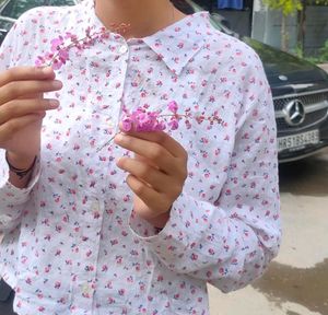 cro white shirt with floral print