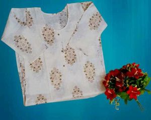 Women&#39;s Long Kurti Floral Hand Blocke Printed
