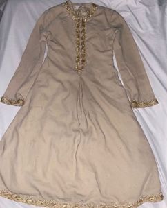 Beige Gotta Work Full Sleeve Anarkali Kurta