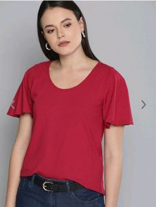 Chemistry Women Red Solid Pure Cotton Top