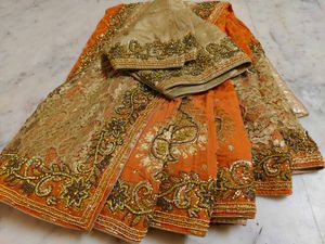 Golden Daimond Work Saree With Blouse 🔥