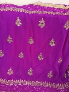Elegant Purple Embroidered Saree