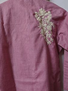 Soch Designer Kurta | Embroidered Back Onion Pink
