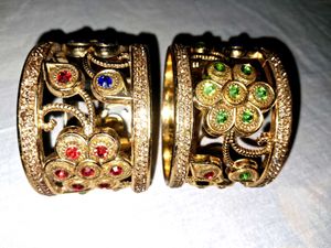 Gold Plated Kadas Bangles 2 Pcs