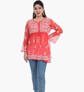 Chikankari Embroidered Tunic Top