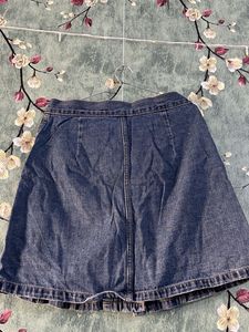 Denim Button-Front Skirt